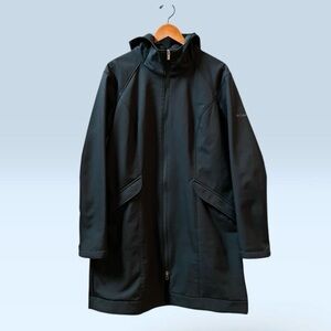 Columbia Women's Black Long Hooded Winter Coat XL Water Resistant Fleece Lining